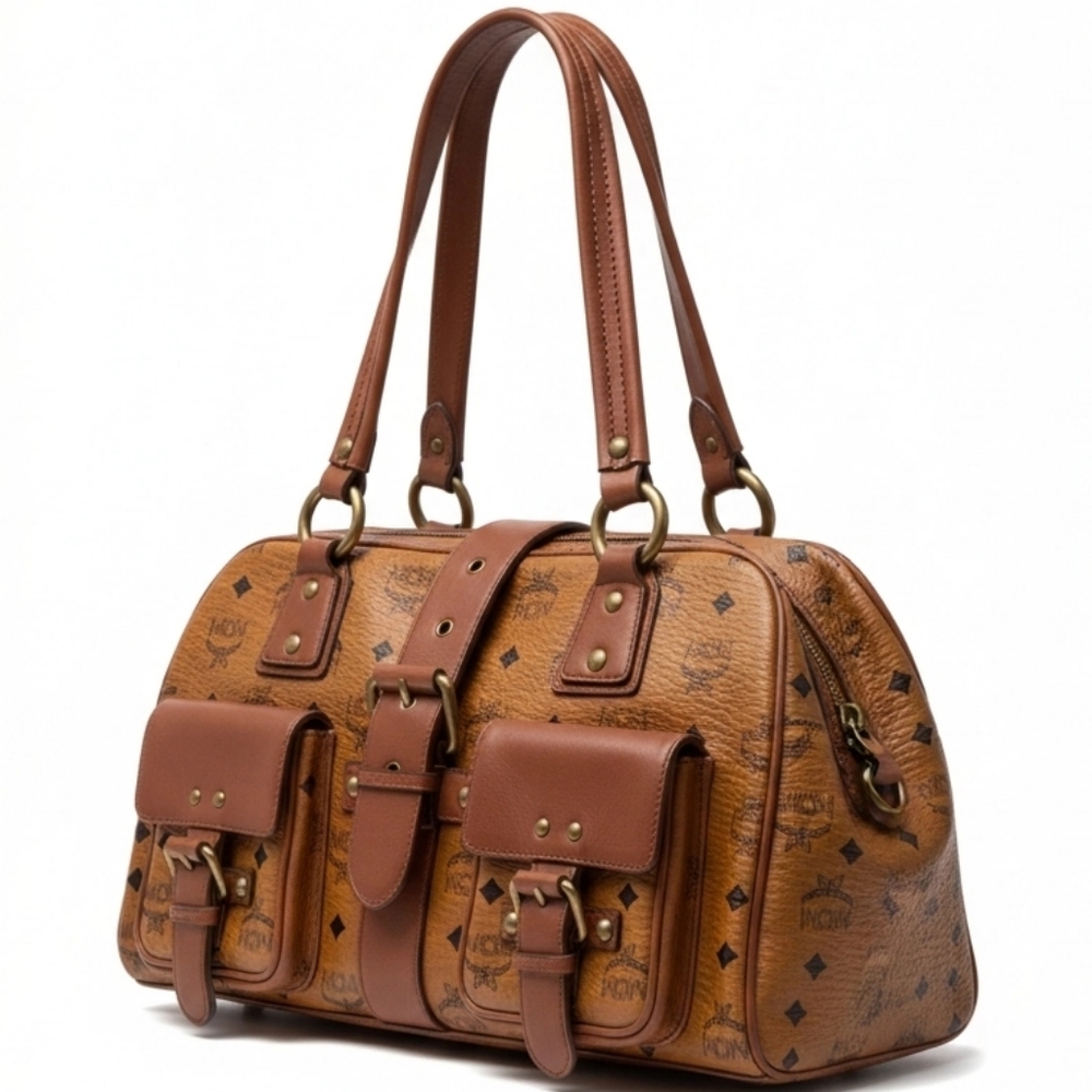 MCM Vintage Visetos Printed Shoulder Bag - Cognac